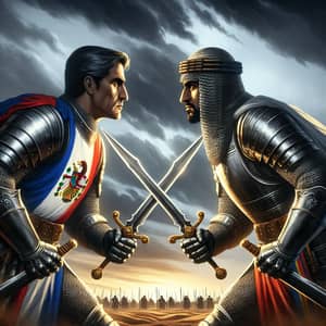 Knights Battle Scene: Hispanic vs Middle-Eastern Warriors