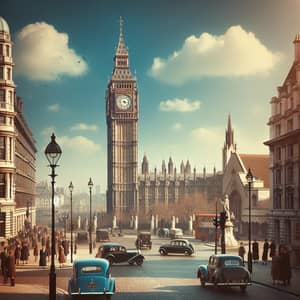 London Clock Tower in 1954: A Vintage Glimpse