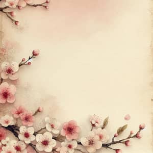 Watercolor Paper Background with Cherry Blossoms