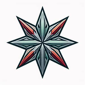 Six-Pointed Star in Metallic Red, Green & Silver