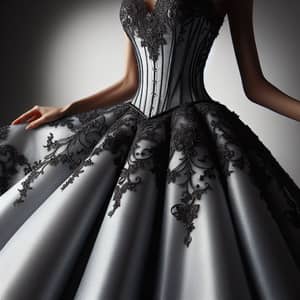 Elegant Silver and Black Ball Gown for Regal Events