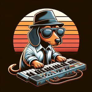 Cartoon Dachshund Musician Vector Graphic Design