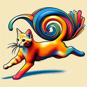 Playful Orange Tabby Cat in Vibrant Pop Art