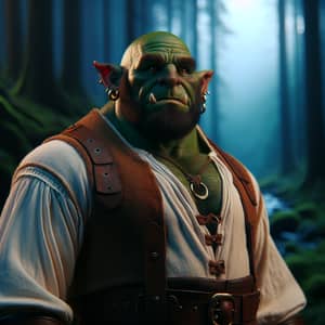 Fantasy Ogre Character in Medieval Outfit - Deep Forest Scene