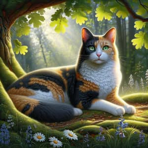 Calico Cat - Detailed Scene in Natural Habitat