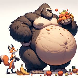 Gorilla Eating Fruit - Unique Fox Character Observation