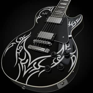 Tribal Black and White Les Paul Electric Guitar Design