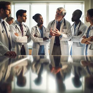 Diverse Group of Doctors in Hospital Interaction