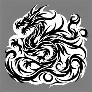 Black Tribal Dragon Tattoo Design