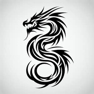 Monochrome Tribal-Art Dragon Tattoo Design