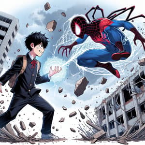 Psychic Boy vs Spiderman in Epic Building Showdown