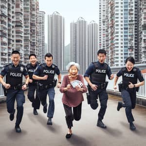 Humorous Chase: Elderly Asian Woman Outsmarts Police with Poker Skills