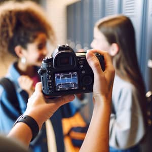 Candid Moments: Two Girls in Modern Locker Room