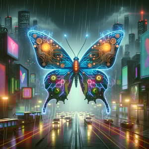 Futuristic Cyberpunk Butterfly Art