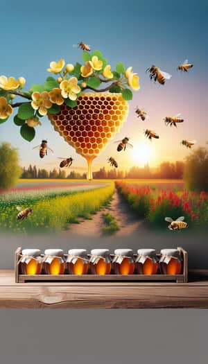 Honeycomb Beauty: Sunset, Bees & Jars of Honey