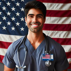 Proud Hispanic Nurse Celebrates American Spirit