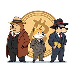 Dynamic Memecoin Logo Featuring Iconic Characters