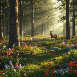 Beautiful Realistic Natural Landscape with Wildlife