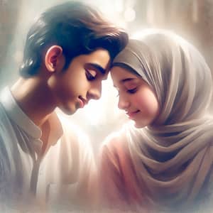 Interfaith Romance in Serene Digital Painting