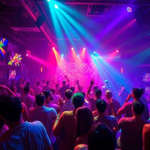 Vibrant Night Club: Dance Under Colorful Lights