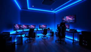 Futuristic Gaming Room Setup with RGB Lights