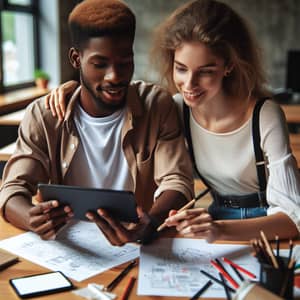 Young Man and Woman Collaborating on a Project