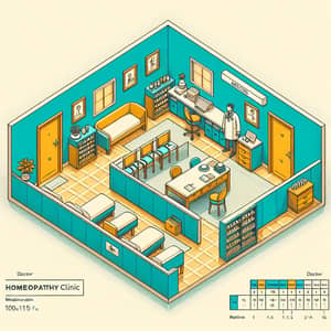 Homoeopathy Clinic Layout Design: Doctors Cabin, Medicine Cabin, Patient Waiting Room