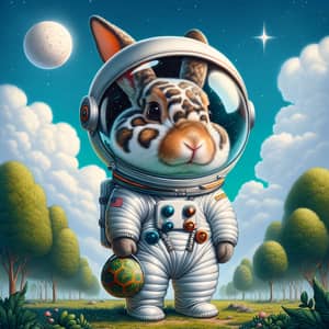 Whimsical Cartoon Animal Astronaut on Earth