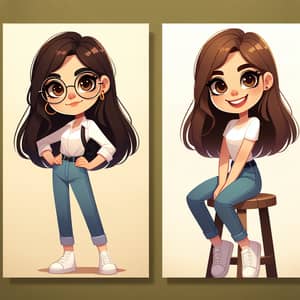 Cute Caucasian Girls in Animated Style | Smiling and Stylish