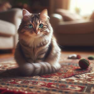 Adorable Cat on Persian Rug: A Cozy Moment