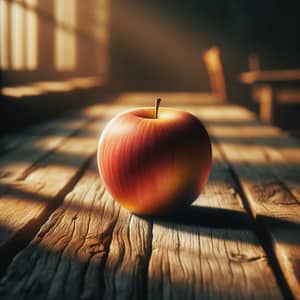 Ripe & Juicy Red Yellow Apple on Rustic Wooden Table