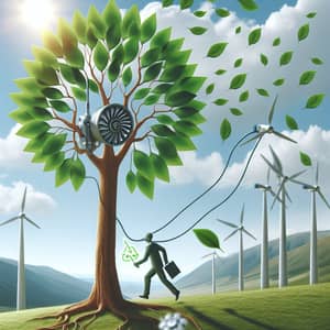 Tree Harnessing Wind Energy from Its Leaves