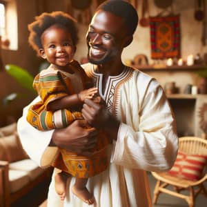 African Parent Joyfully Carrying Daughter | Home Happiness