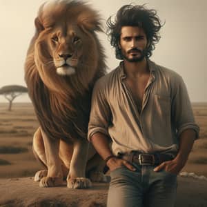 Incredible Bond: Man with Lion in the Wild