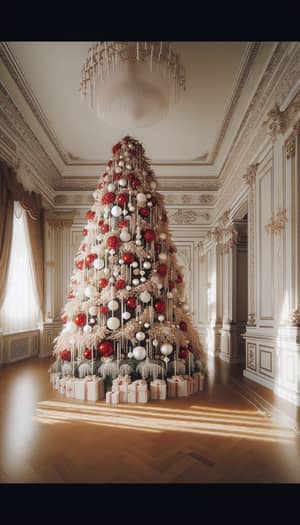 Elegant 3-Meter Christmas Tree in White and Red