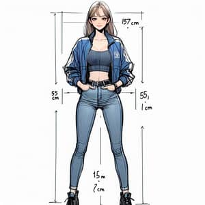 Confident Young Woman in Blue Jeans and Boots | Fitness Body Description