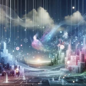 Digital Landscape: Technology Blending with Ethereal Elements