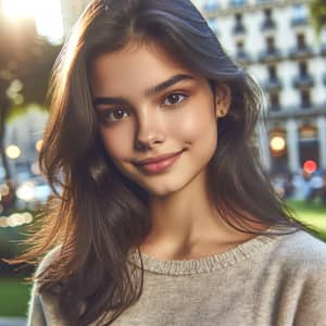 20-Year-Old Hispanic Brunette Woman | Casual City Park Portrait