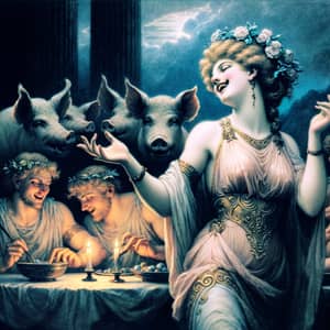 Circe: Mythological Character Transforming Men into Pigs