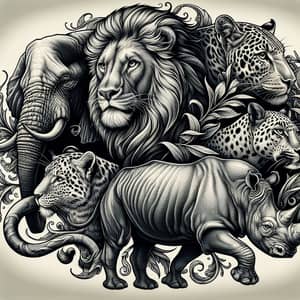 African Big Five Tattoo Design: Strength in Art