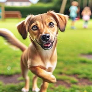 Playful Mid-Sized Fawn Dog in Sunny Park