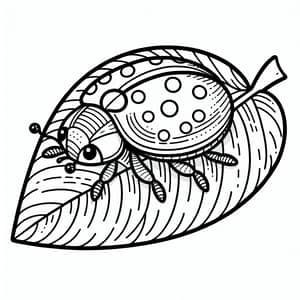 Coloring Page: A Cute Ladybug on a Leaf