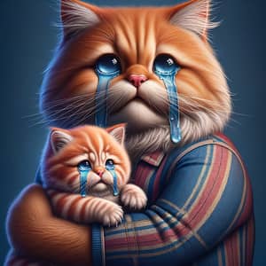 Red Cat with Kitten: A Heartfelt Hyperrealist Scene