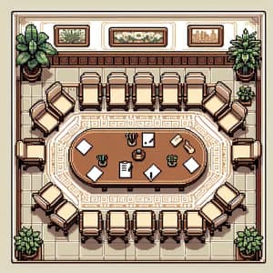 Top View Pixel Art Conference Room Design