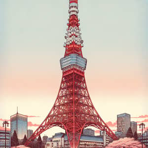 Tokyo Tower Detailed Illustration | Observation Tower in Shiba-Koen