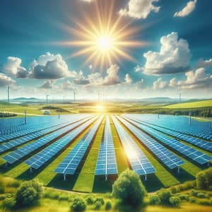 Green Energy: Large Solar Park with Neat Rows of Solar Panels