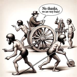 Primitive Men vs Modern Innovation: The Cart with Square Wheels