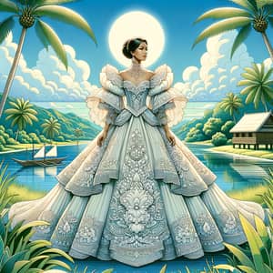 Traditional White Filipiniana Dress | Women's Clothing Style