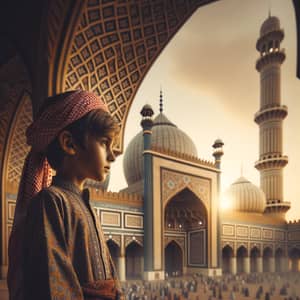 A Boy with Masjid: Capturing Culture and Elegance