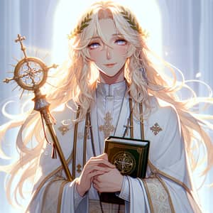 Blonde Haired Silver Eyed Cleric - Serene Presence